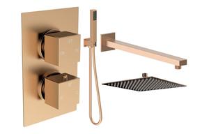 Galaxy Square Shower Valve & Kit Pack 4 - Brushed Bronze